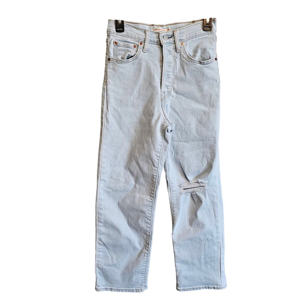 Levi's Ribcage Straight Ankle Denim Jeans Light Wash 28 Button Fly